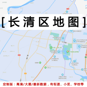 长清区地图贴图2021办公室挂图装饰画定制山东济南市行政城区地图
