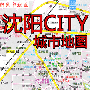 2021版沈阳市地图沈阳city城市地图沈阳市交通旅游图附赠公交手册