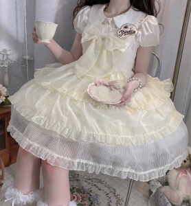 夏季2022新款可爱甜美日系白色蓬蓬裙初恋洛丽塔公主裙81人付款78