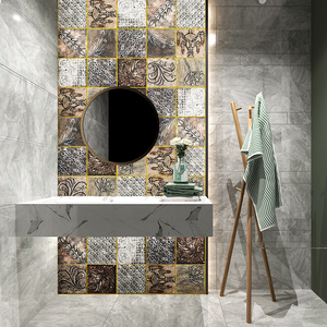 现代复古艺术小花砖石材马赛克卫生间厨房餐厅阳台背景墙瓷砖轻奢
