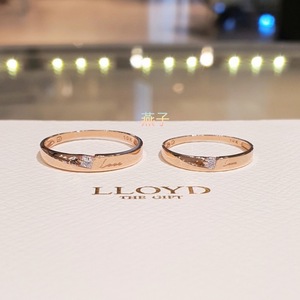 燕子 韩国lloyd10k金 日韩百搭时尚简约刻字锆石精致情侣对戒戒指