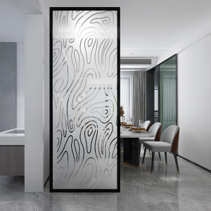 透明雕花隔断墙屏风客厅玄关背景墙如意时尚艺术玻璃厂家直销368