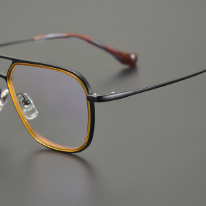 日本手工造旧飞行员式纯钛眼镜框男女复古款近视大脸眼镜架