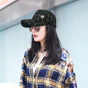 杨幂同款m格子棒球帽女韩版潮人时尚鸭舌帽女春季帽子女百搭春秋