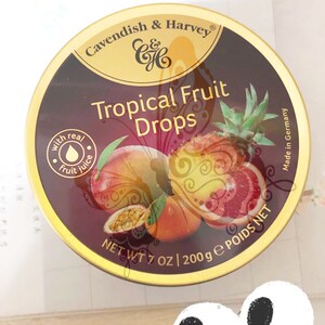 tropical fruit drops嘉运嘉云热带杂果味糖德国水果硬糖铁盒装