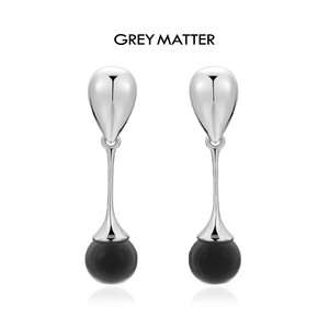 GREY MATTER 钟乳石柱形态耳环 | 简约顿点耳钉 金质感银原创设计