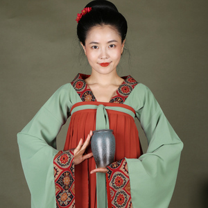 文成国风|原创设计|千黛|隋代齐胸襦裙复古汉服中国风传统服饰绿