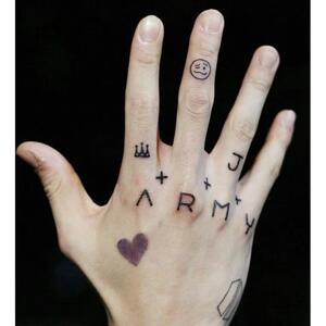 防弹团少年同款纹身田柾国朴智旻loveyourself手指锁骨纹身贴爱心