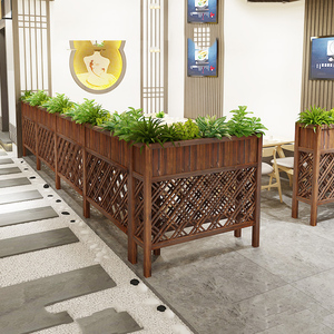 防腐木栅栏花槽室内外花园花盆架办公室餐厅屏风花箱隔断围栏花架