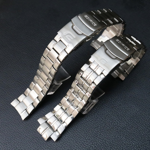 适配原装卡西欧手表钢带EF-521 554实心不锈钢表带男表链钢带配件