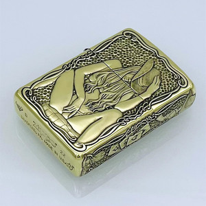 原装正版zippo煤油打火机 纯铜定制浮雕蚊版系列五面个性牛仔女郎