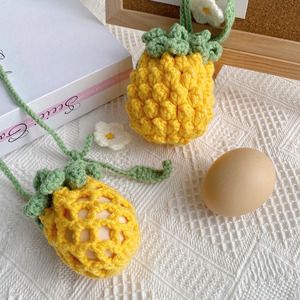 成品端午节蛋袋菠萝草莓水果蛋兜儿童立夏鸡蛋鸭蛋手工钩织毛线