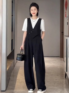 韩系洋气显瘦连体背带裤女2024春夏季欧货时尚设计感马甲直筒西裤