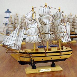20CM木制帆船一帆风顺商务礼品家居摆设工艺品 学生朋友老师礼品