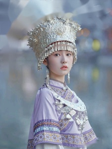 贵州苗族头饰舞蹈演出服银帽子项圈银饰侗族瑶族彝族土家族服配饰