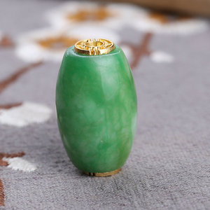 干青翡翠路路通大号项链吊坠名族风天然珠宝玉石转运珠银镶嵌d117