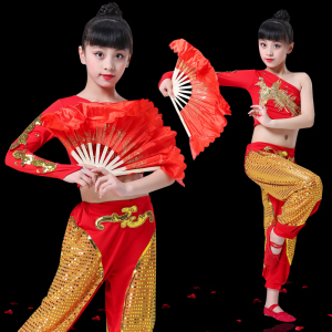 儿童中小学生少年志舞蹈服装扇子舞演出服幼儿中国说少年强表演服