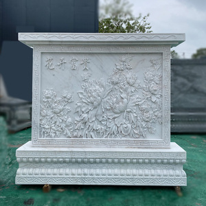 石雕浮雕影壁墙汉白玉壁画背景墙中式庭院照壁玄关装饰摆件定制