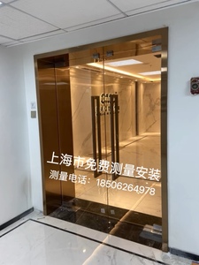 上海办公室隔断店铺无框玻璃门钢化玻璃有框门推拉门肯德基门