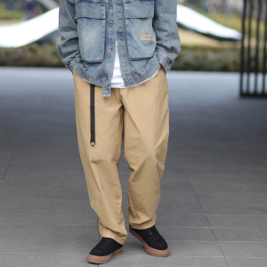 nosshop日系简约宽松休闲长裤男cityboy廓形纯色速干chino工装裤i