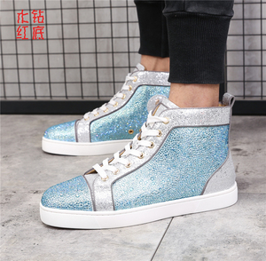 明星潮流日韩酷cl水钻蓝钻铆钉网红夜场个性时尚高帮女鞋男鞋同款
