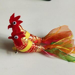 宝宝迎春鸡打春鸡纯手工布艺缝制立春布公鸡宝宝戴的小鸡布艺鸡