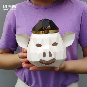 猪八戒小摆件纸模diy玩手工材料落地家居装饰西游记摄影道具头ins