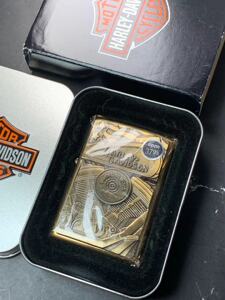 原装zippo 2000年纯铜贴章惊喜系列哈雷v缸发动机254bhd h247