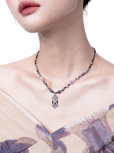 浮U生物“紫藤”原创纯银流苏项链天然玛瑙中式复古串珠锁骨链