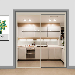 厨房窄边推拉门白色卫生间长虹玻璃隔断卧室无下吊轨极简阳台移门