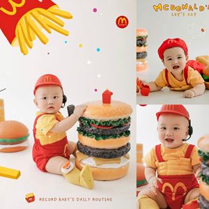 儿童摄影服装麦当劳宝宝百天周岁照拍照衣服薯条汉堡主题拍摄道具