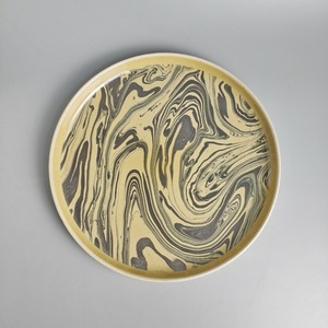 外贸微瑕陶瓷餐具创意大理石水墨画抽象图案平底盘子个性家用菜盘