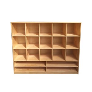 幼儿园实木樟子松制衣柜 儿童衣帽柜架 幼儿鞋服柜架挂衣柜架实木