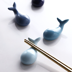 创意鲸鱼陶瓷筷子架筷托北欧可爱勺子架筷枕家用放勺托筷子托筷架