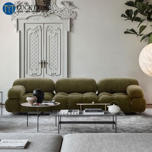 马里奥模块沙发墨绿色雪尼尔绒布小户型客厅奶油风变色龙方块沙发