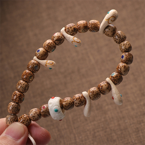 手工天然猛犸象牙冰料卡子星月百香籽金刚椰蒂108佛珠念珠计子