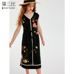 女童刺绣连衣裙夏季复古设计感长裙亲子装民族风度假洋气儿童裙子