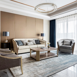 美式轻奢实木沙发简美