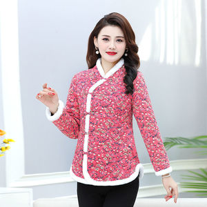 东北大花碎花棉袄女改良旗袍式棉衣服妈妈装民族风冬季小棉服网红