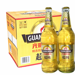 光明啤酒超纯啤酒580ml*12瓶装玻璃瓶整箱黄啤酒包装江浙沪皖包邮