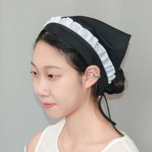 餐厅奶茶店头巾三角巾 卫生防掉发服务员火锅店帽子 女仆扮演花边