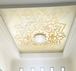 5d简约欧式天花板壁画客厅卧室屋顶吊顶背景墙纸大气花纹壁布定制