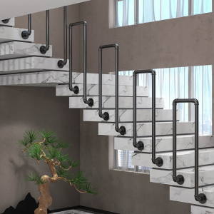 欧式网红阁楼扶手现代简约室内铁艺栏杆楼梯旋转护别墅幼儿园扶手