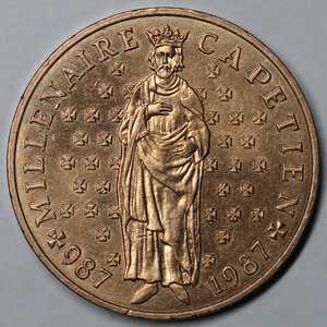 (衍蚨轩)法国10法郎硬币卡佩王朝建立1000周年纪念币26mm-502