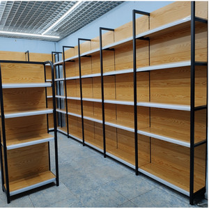 木纹超市货架便利店母婴店展示架多层多功能文具商店小卖部双面架