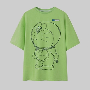 亏本清仓夏款妃主 播哆啦a梦女装印花纯棉圆领蓝t恤短袖bdn7yd384