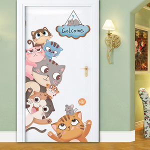 房间卧室门贴装饰墙壁自粘墙纸个性创意门上贴纸卡通3d立体墙贴画