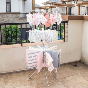 不锈钢婴儿晾衣架宝宝晒衣架家用伞形折叠 阳台 落地晒尿布架子