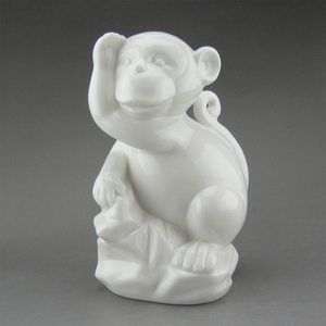 陶瓷十二生肖风水猴 灵猴瓷器 属相生肖动物猴子摆件猴白瓷工艺品