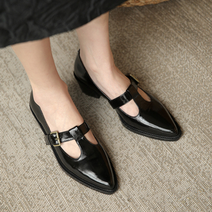 丁字皮鞋女复古学生